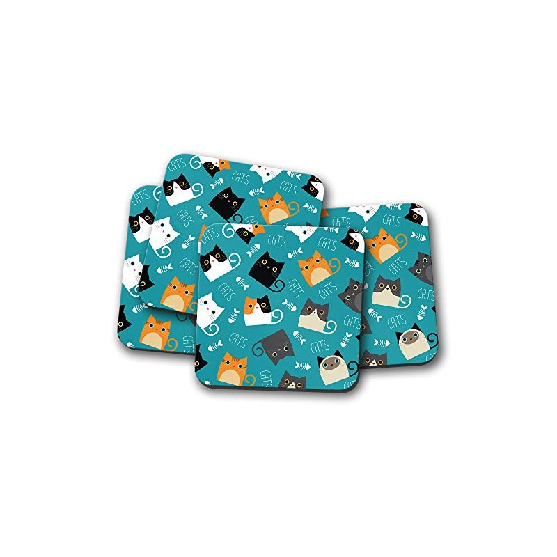 4 Set - Cute Cats Coaster - Kitten Funny Pet