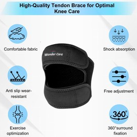 Wonder Care Adjustable Knee Brace for Knee Pain, Patella Knee Strap for Workout, Sports, Arthritis, ACL, MCL, Meniscus Tear Patellar Tendon Support Strap Men & Women Free Size (1, Black)