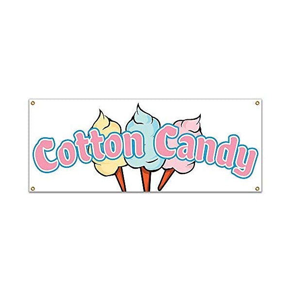 SignMission Size: 18" X 48" Cotton Candy 48" Banner Concession Stand Food Truck Single Sided