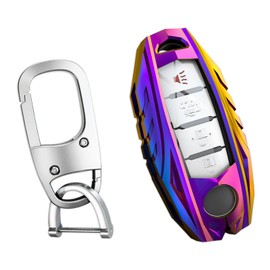Ocezbiis for Nissan Key Fob Cover,Keychain,Zinc Alloy Protection Car Key Shell Case Compatible with Nissan Infiniti Holder Smart Remote Keyless Keyshell Accessories(for Nissan Style A Multicolour)