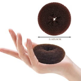 Hair Donut Bun Maker Ring Style, 12PCS Chignon Shaper for Short and Thin Hair (3.14 Inch/Brown)