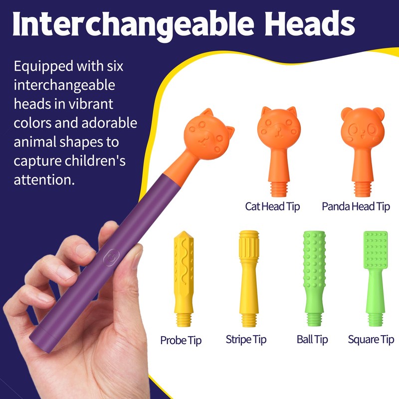 Oral Sensory Stimulation Kit with 6 Soft Textured Heads for