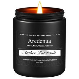 Amber Patchouli Candle, Masculine Candle - Manly Scented Candles for Home, Aromatherapy Candle Gifts for Men Women - 7oz Soy Candles for Home Scented, 50 Hours Burn Time, Perfect for Relaxation