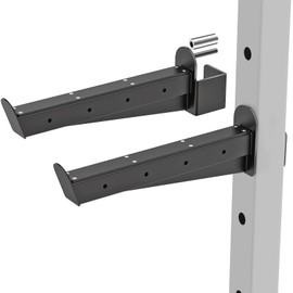 Kipika Safety Spotter Arms for 3" x 3" Power Racks with 5/8" & 1" Holes - Heavy Duty Barbell Safety Catches with Rubber Pad - Adjustable and Easy to Install - Set of 2