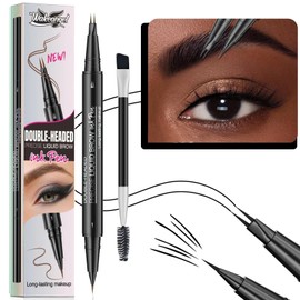2-in-1 Black Eyebrow Pen and Eyeliner Pencil Liquid Eyebrow Pencil Eyeliner Waterproof Natural Brow Pencils and Precise Brush Tip Create natural hair like eyebrows that last all day # 05