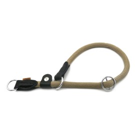 Aiminto Braided Rope Collar, Training Dog Collar, Round Martingale Collar, Slip Collar with Adjustable stopper and Slidable Stop Ring - Ideal for Large Dogs (L(1/2") - 20" Long, Khaki)