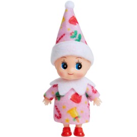 JOYIN Christmas Elf Plush Doll, Pink Tiny Soft Plush Christmas Elf Doll with Christmas Pattern for Christmas Holiday Decorations, Christmas Dress-Up Party.