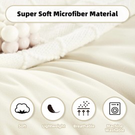 weigelia Full Size Comforter Set Boho Ivory Comforter Set 7PC Comforters Full Size Microfiber Comforter Soft All Season with Sheets Lightweight Fluffy Comforter Set for Women and Men