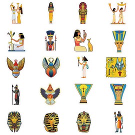50 Pieces Egyptian Pharaoh Stickers for Suitcase Skateboard Laptop Computer Water Bottles Car Teen Boys Girls Stickers Waterproof
