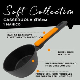 Fackelmann Casseruola in alluminio forgiato 16 cm, rivestimento antiaderente, pentola per tutti i tipi di piano cottura, induzione, Linea Soft Collection