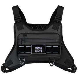 Hidden Pocket Festival Chest Bag - Secret Patch Pocket - Water Resistant Lightweight Chest Pack, Phone Holder - EDC Rave Chest Bag for Men, Women