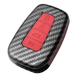 TANGSEN Smart Key Fob Case para Compatible con TOYOTA AVALON CAMRY COROLLA HATCHBACK C-HR PRIUS PRIME RAV4 Control remoto de entrada sin llave de 4 botones Funda protectora personalizada Plástico Fibra de carbono Patrón Rojo Silicona