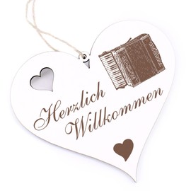 Herzlich Welcome Sign – Accordion Accordion – Decorative Heart Wooden Welcome Sign Door Sign Decorative Sign Door Decoration