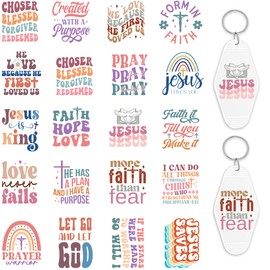 Azhieni UV DTF Keychain Decals, 80PCS Christain UV DTF Stickers for Motel Keychain, Bible Verse UV DTF Keychain Transfers Stickers Inspirational Waterproof UV DTF Decals for Hotel Keychain