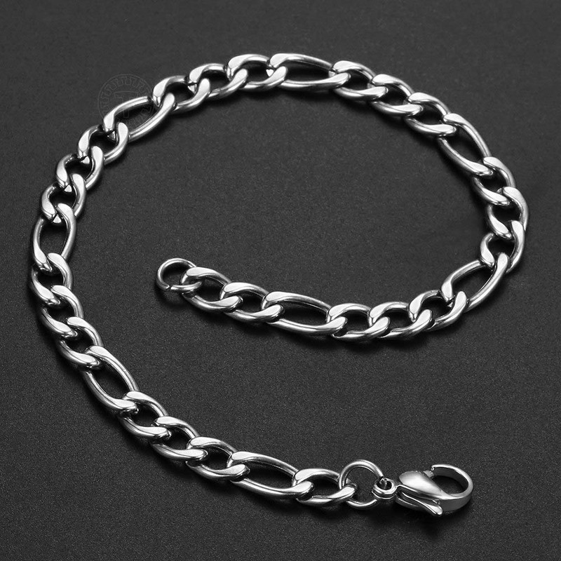 Trendsmax 5mm Figaro Link Chain Bracelet Stainless Steel Figaro Bracelet