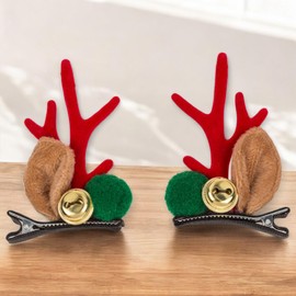 MIJOMA Reindeer Hair Clips - Festive Hair Accessories for Christmas, 2 Pairs, 2 Designs, 5 x 7 cm