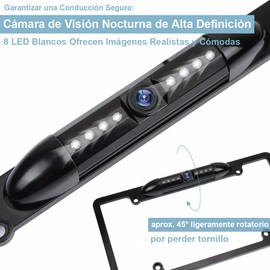 Camara de Reversa para Auto,Cámara de Visión Trasera para Placa de Matrícula Nocturna HD con 8 LED Ángulo de Visión de 170° ,Cámara Reversa Inalámbrica de Matrícula Trasera Universal Impermeable