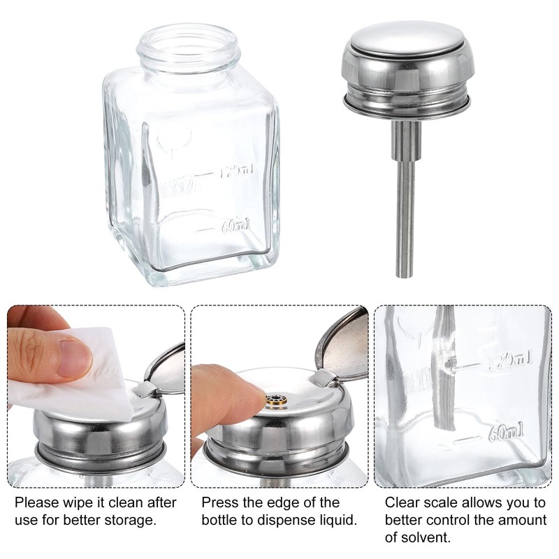sourcing map 3pcs Solvent Alcohol Dispensers 120ml(4oz) Conical Push Down