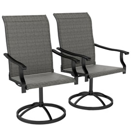Outsunny Outdoor Patio Swivel Chairs Set of 2, High Back Patio Dining Chairs with All-Weather Mesh Fabric and Metal Frame for Backyard, Lawn, Porch or Garden, Gray