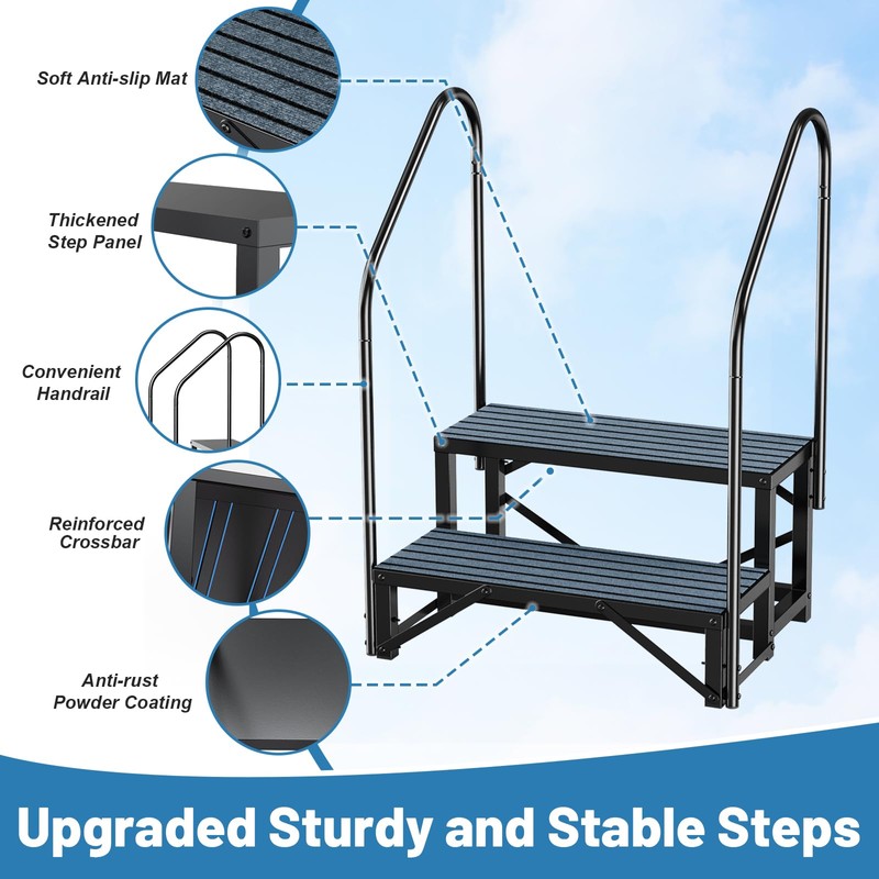 Rv Steps with Handrail 2 Step, Hot Tub Steps with