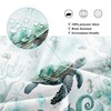 Riyidecor Teal Beach Sea Turtle Shower Curtain for Bathroom Decor
