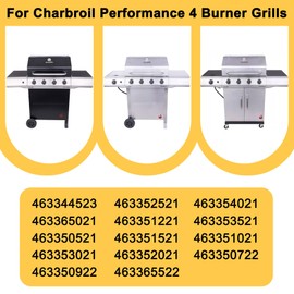 Hipoilk Grill Replacement Parts for Charbroil Performance 4 Burner 463365021 463351021 463365522, Cast Iron Grill Grates, G325-0002-W1 Heat Plates, G327-2100-W1 Burners, Igniters, Crossover Tube