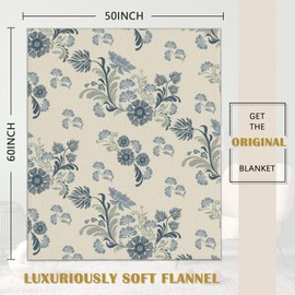 Damask and Paisley Blanket, Navy Flower Soft Lightweight Throw Blanket for Sofa Couch Bed Room 50x60 inch