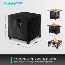 Varietyface 28" Square Fire Pit Cover – Heavy-Duty Waterproof Oxford, Buckle Straps, Air Vents & Drawstring – Windproof & UV-Resistant for Worry-Free Year-Round Protection on Patio Fire Pits & Tables