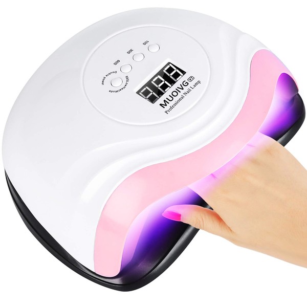 MUOIVG 168 W Nail Dryer, UV LED Nail Lamp for All Gel Nails, 10/30/60/99s Timer, Professional Nail Dryer Lamp with Sensor, LCD Display, Removable Base Plate, Quick Drying Nail Lamp