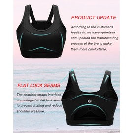 RUNNING GIRL High Impact Sports Bras for Women,Racerback Running Bra Workout Crop Tank Tops Longline Sports Bra(EU_WX2667_Black_M)