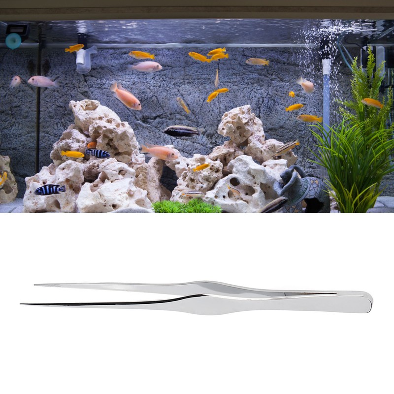 Aquarium Tweezers Long Handle Straight Stainless Steel Multifunction Fish Tank
