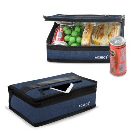 Aosbos Small Lunch Bag, Blue, Unisex, Portable Mini Cooler, Insulated Thermal...