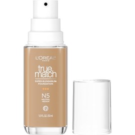 L'Oreal Paris True Match Super-Blendable Foundation, Medium Coverage Liquid Foundation Makeup with SPF 17, N5, Medium, 1 Fl Oz