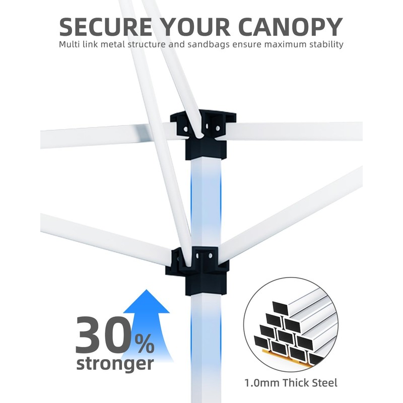 10x10 Pop Up Canopy Tent，Gazebos One-Button Instant Setup, Heavy-Duty 210D