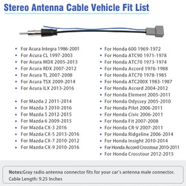 JAYUBIEN Radio Antenna Adapter Connector Compatible with Honda Accord Civic CR-V Odyssey Element Pilot Fit Ridgeline Insight Acura Mazda Car Stereo Antenna Wiring Harness Plug