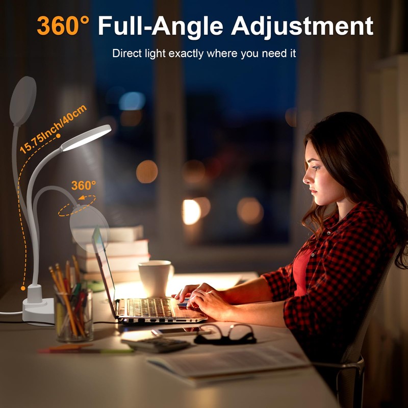 15W LED Desk Lamp with USB Charging Ports – Dimmable