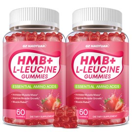 GZ HAOYUAN HMB and L-Leucine Gummies, 4500mg HMB and Leucine Supplements for Men & Women, Sugar-Free, Strawberry Flavored, 120 Count