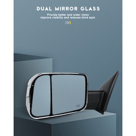 OCPTY Tow Mirrors For 2011-2015 For Dodge For Ram 1500 2011-2015 For Dodge For Ram 2500/3500 2010 For Dodge For Ram 1500/2500 With Power Heated Turn Signal Light Tow Mirrors