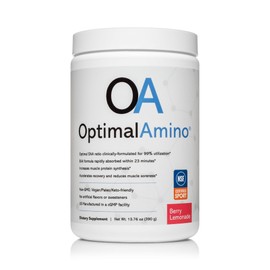 OptimalAmino  La mejor bebida de recuperación prepost entrenamiento, suplemento de aminoácidos esenciales con un 99 de utilización, certificado por...