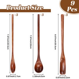 9PCS Wooden Spoon for Coffee Spoons, Long Handle Honey Spoon Teaspoons Mixing Spoon Tasting Spoon, Mini Wooden Spoons for Cooking Kitchen Utensils