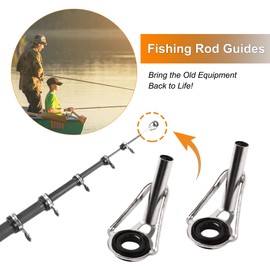 sourcingmap 5pcs Rod Tip Repair Kit, Metal Fishing Rod Guides Eye Repair Kit Rod Tip Guide Rings Replacement for Freshwater Saltwater Rod (Silver Tone Black)