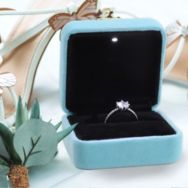 GBYAN Velvet Ring Box with LED Light Jewelry Display Gift Box for Proposal,Engagement, Wedding