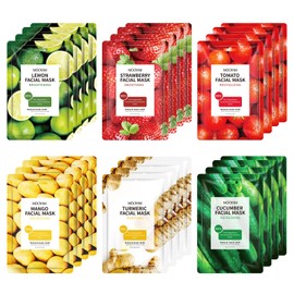 GUOYAOLIFU Face Mask Skincare - 24 Sheet Masks, Spa Party Face Masks, Natural Ingredients, Moisturizing & Soothing - Suitable for All Skin Types