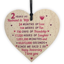 RED OCEAN 2nd Wedding Anniversary Wooden Heart Cotton Second Wedding Anniversary For Her