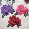 Royal Blue Peony Rose Iron-On Embroidered Patches for Clothes, Hats,