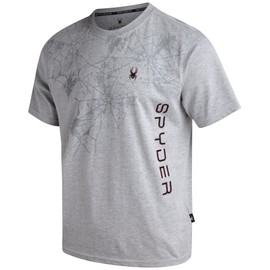 Spyder Mens T-Shirts - Soft Cotton Blend Jersey Crewneck Short Sleeve Shirts for Men, Casual Shirts for Workout & Daily Wear, Size Large, Heather Grey Web