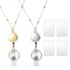 2 Pcs Necklace Badge Holder for Women Zinc Alloy Badge Lanyards with Waterproof ID Card Buckle and Holders Work Necklace Retractable Reel Clip Chain Suitable Teacher Key Bank Cards Gold Silver