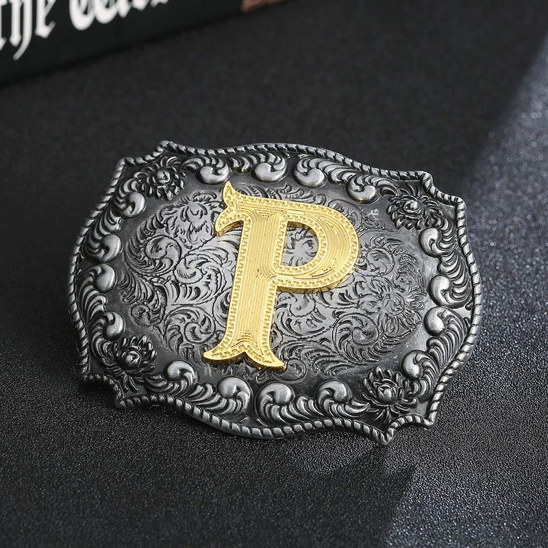 KDG Initial Belt Buckle Western Cowboy Handmade Metal Belt Buckle