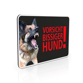 Warning Sign with German Text "Vorsicht bissiger Hund!" | Dog Warning Sign - Hier wache ich | Aluminium Composite Material 30.0 x 20.0 cm Sign