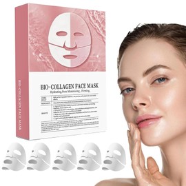 YXtecd 5Pcs Bio Collagen Face Mask Real Deep Hydration Set, Collagen Treatment for Pore Minimizing, Elasticity & Firming - Night Repair & Brightening Skin Tone Facial Mask